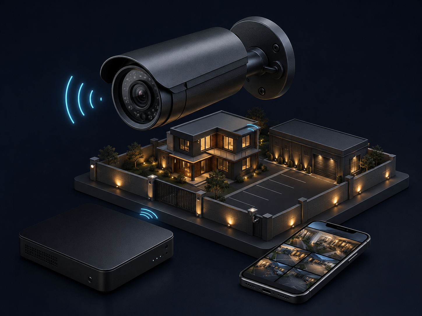 Kamera, kayıt cihazı, telefon ve aydınlatmadan oluşan 3D güvenlik ekosistemi